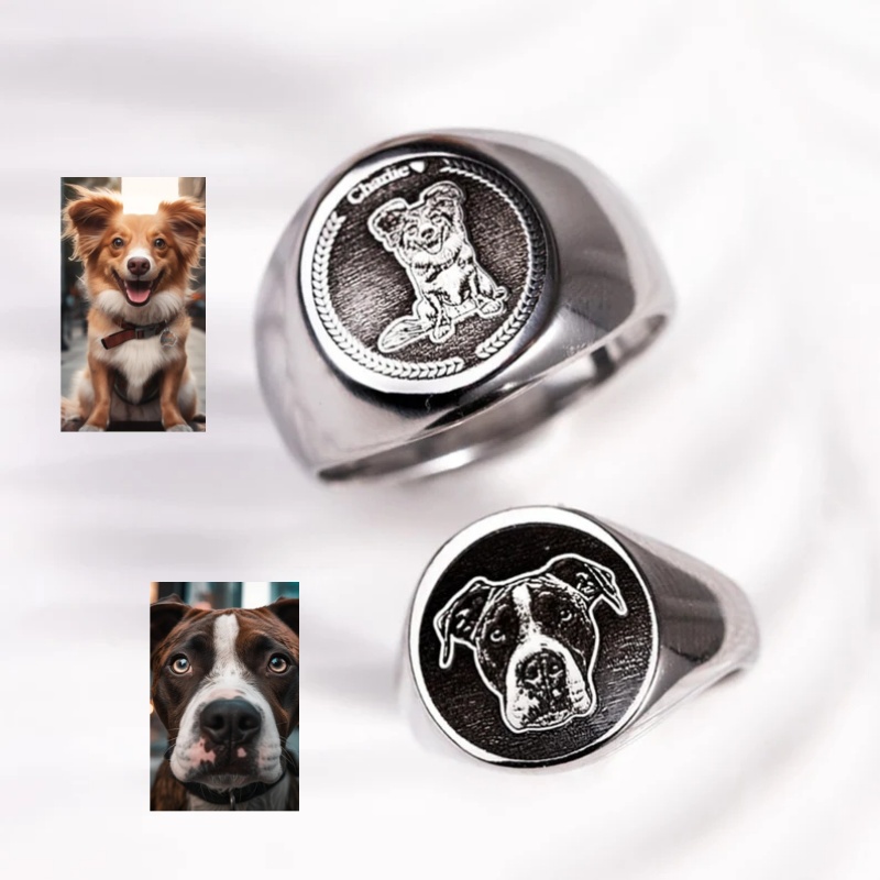 Men Accessories Wedding - Custom Engrave Photo Signet Ring For
