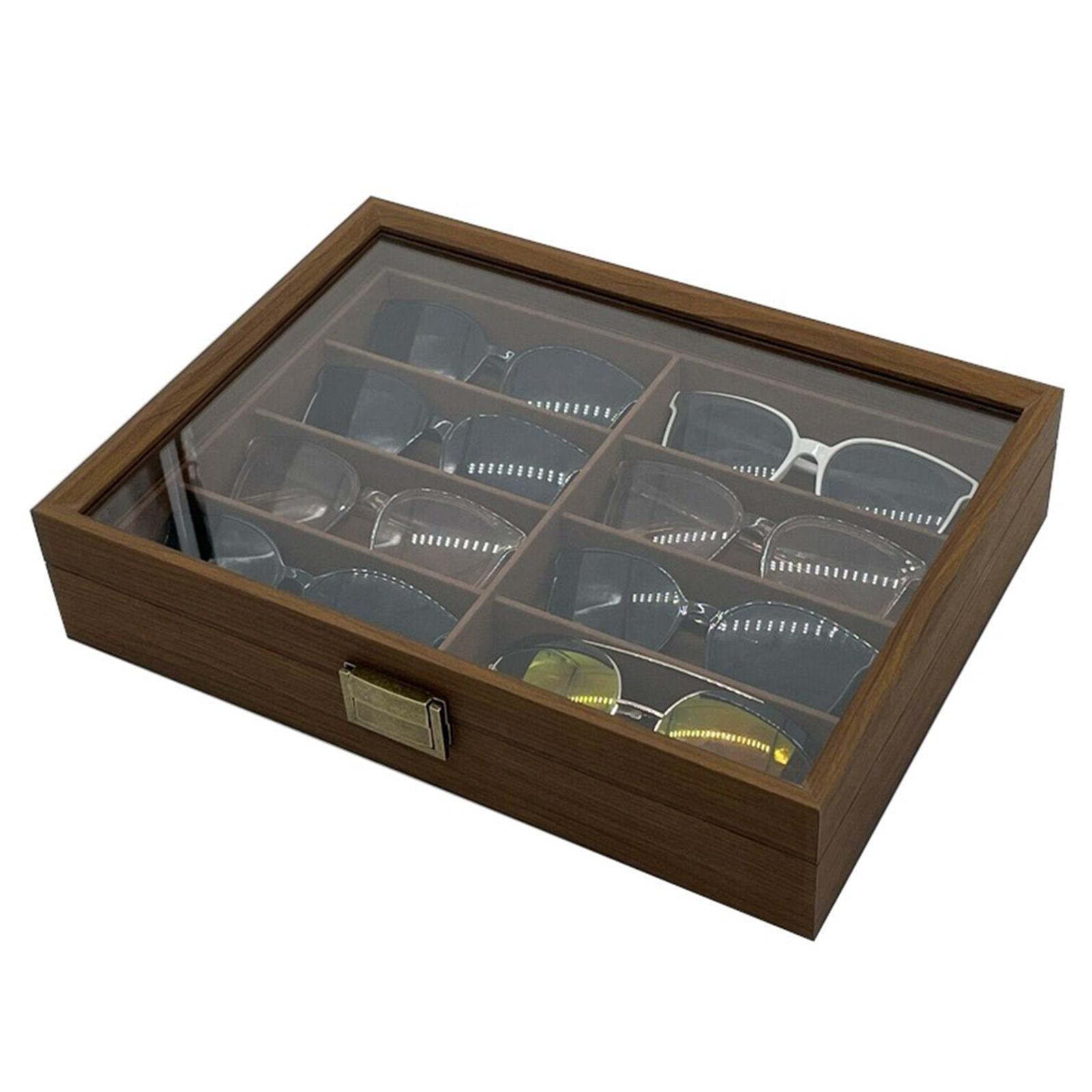 Men Accessories Drawing - Wooden Sunglasses Organizer Box 8 Grids