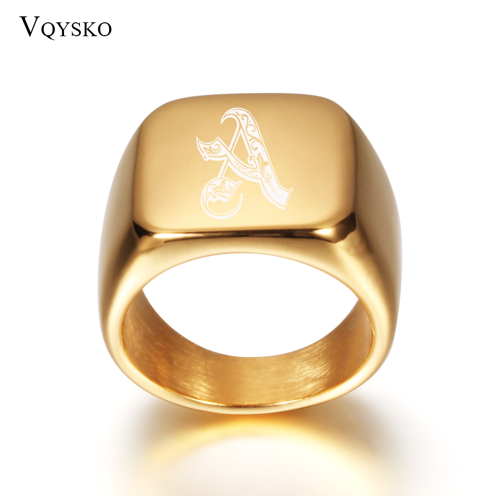 Gold Tone Mens Big Letter Ring - Men Accessories Wedding review and price
