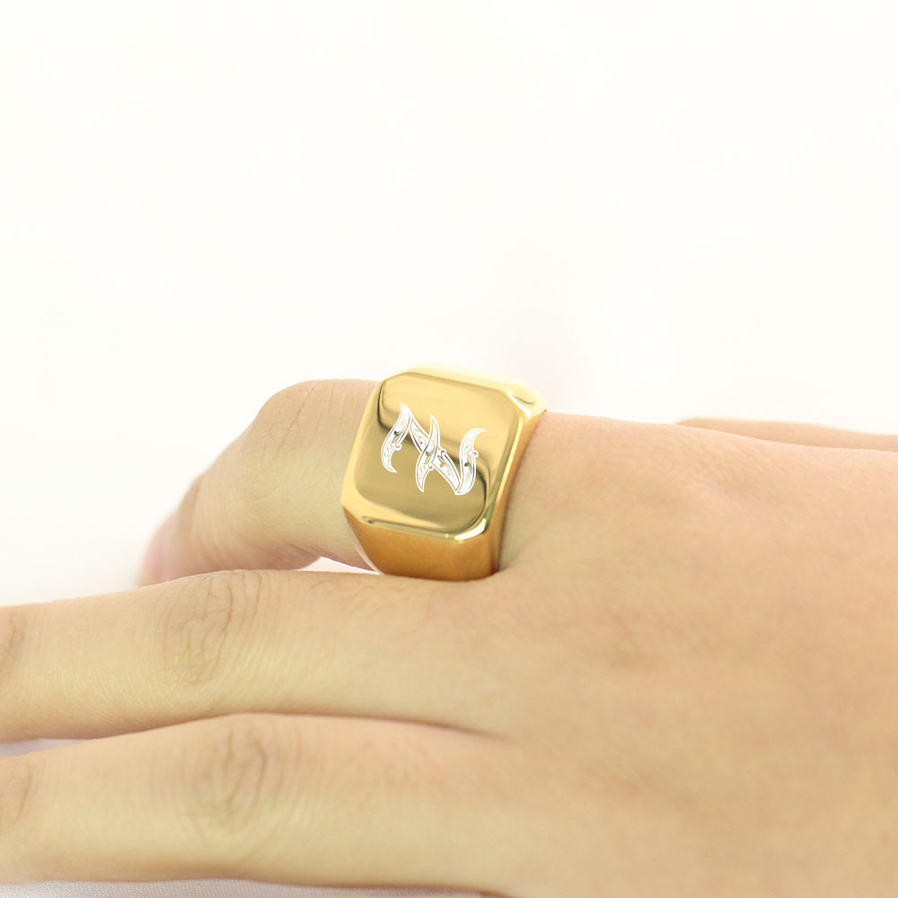 Gold Tone Mens Big Letter Ring - Men Accessories Wedding review and price