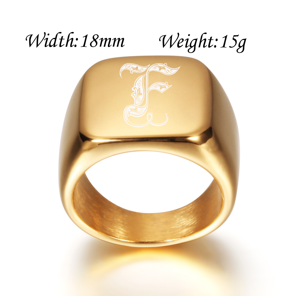 Gold Tone Mens Big Letter Ring - Men Accessories Wedding review and price