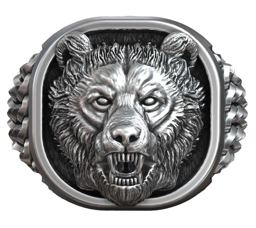 22g Viking Bear Head Nordic Or - Signet Ring Men review and price