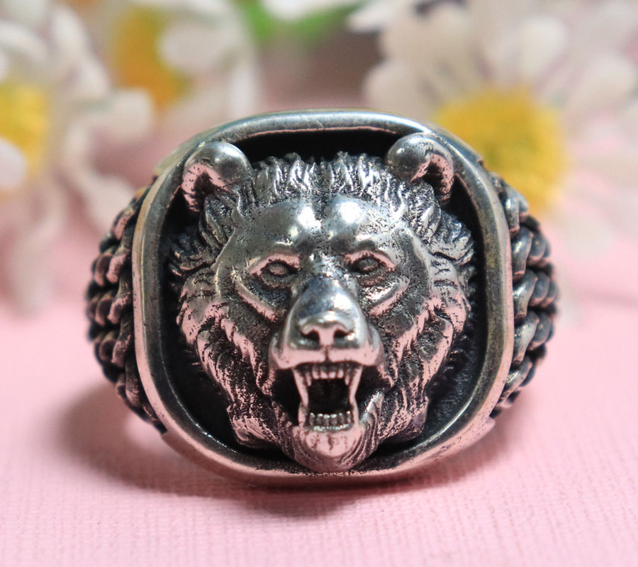 22g Viking Bear Head Nordic Or - Signet Ring Men review and price
