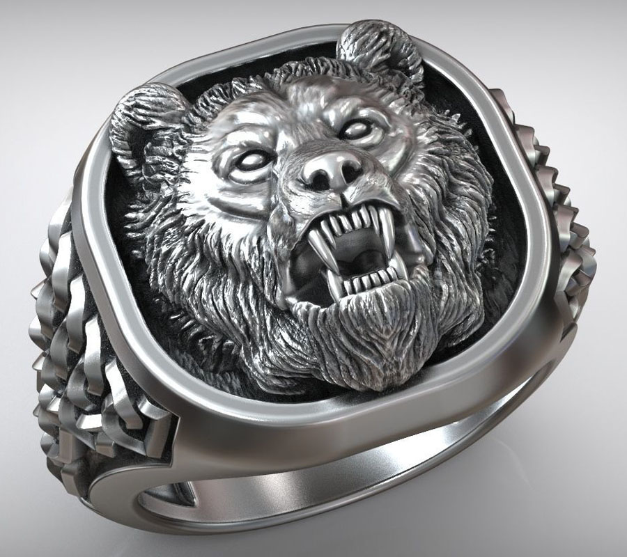 22g Viking Bear Head Nordic Or - Signet Ring Men review and price