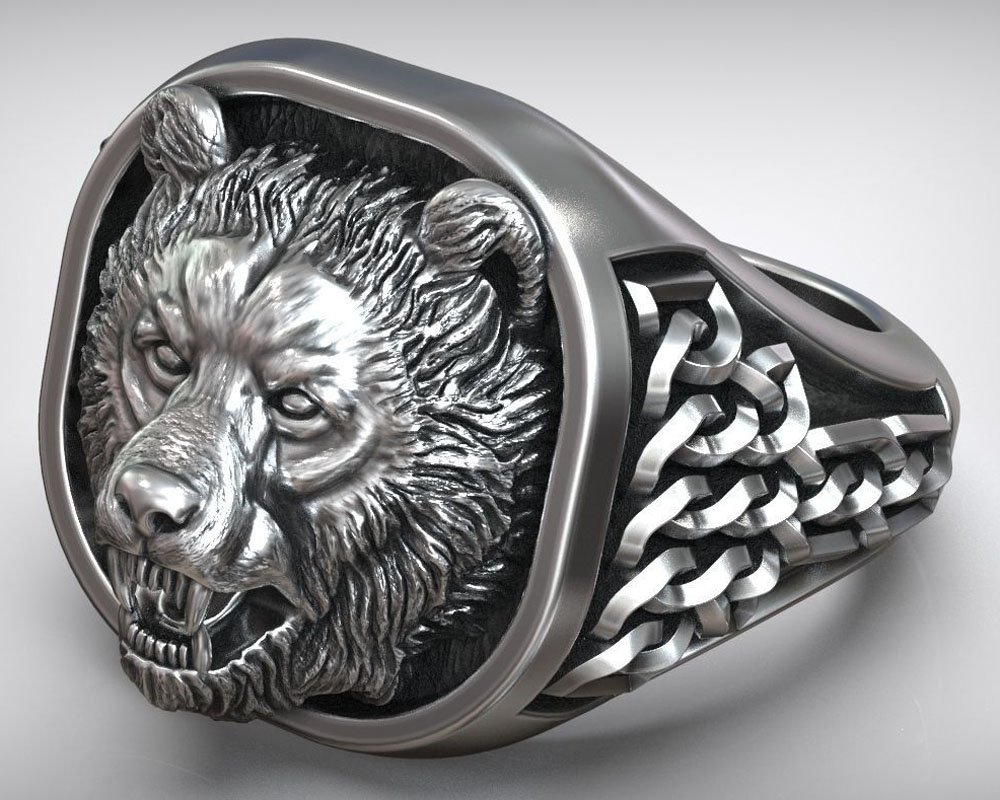 22g Viking Bear Head Nordic Or - Signet Ring Men review and price