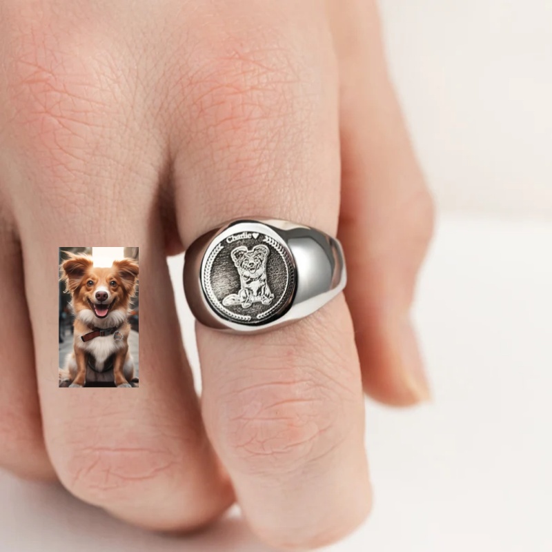Custom Engrave Photo Signet Ri - Men Accessories Wedding review and price