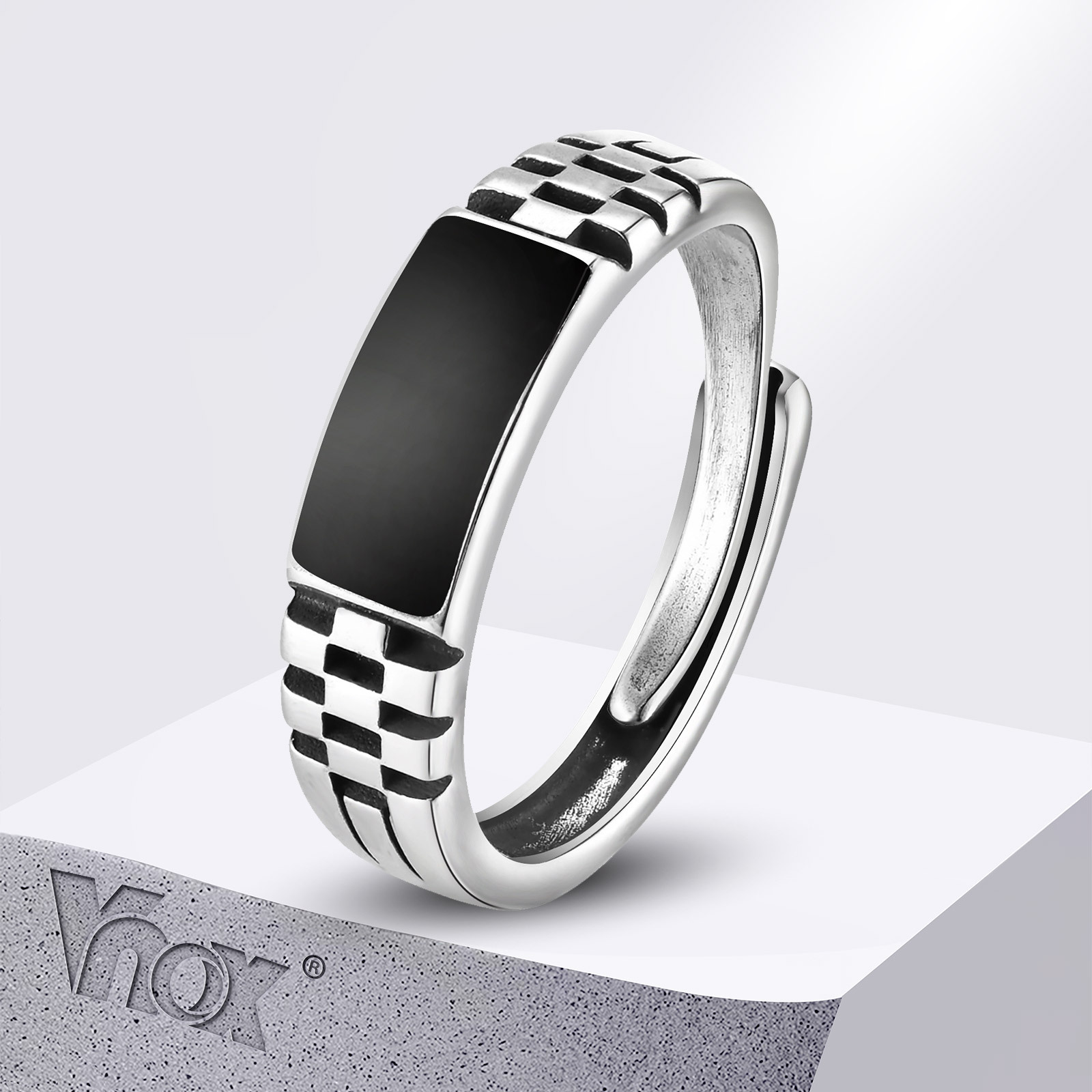Vnox Mens Open Rings, Black En - Signet Ring Men review and price