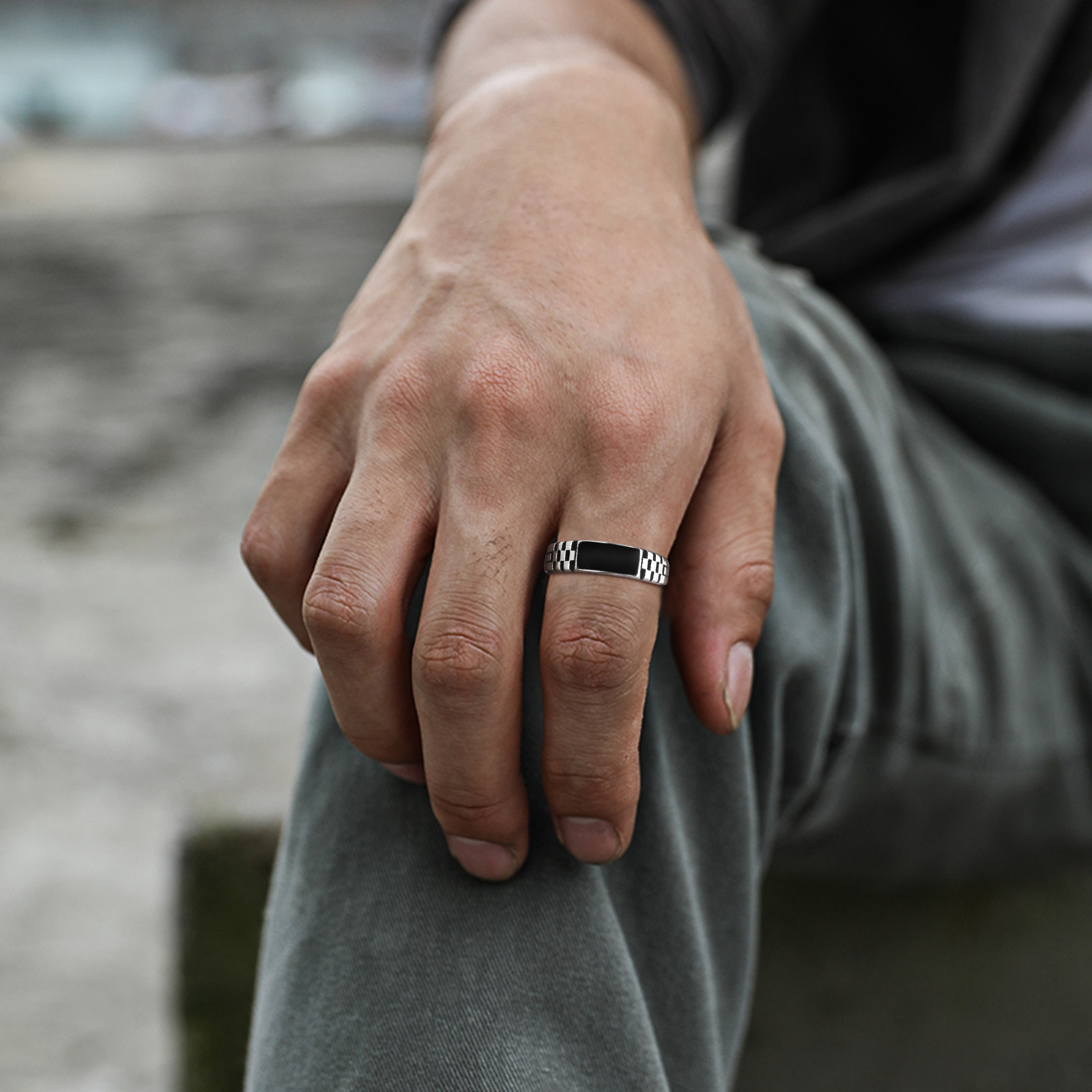 Vnox Mens Open Rings, Black En - Signet Ring Men review and price