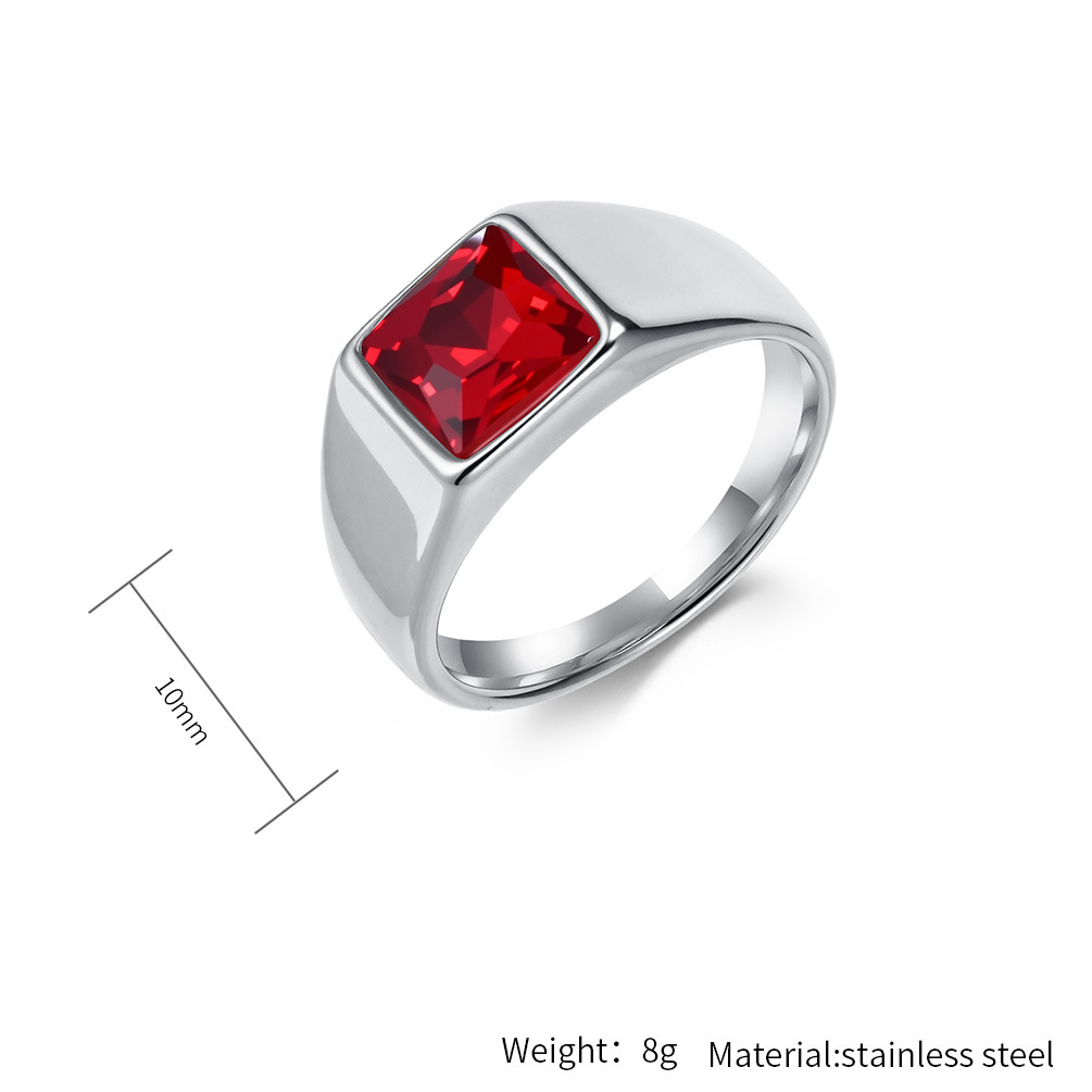 Stainless Steel Shinny Zircon  - Signet Ring Men review and price