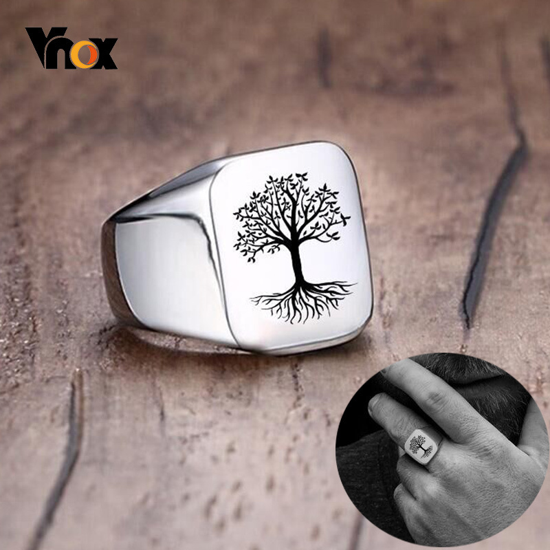 Vnox Rock Punk Tree Of Life Si - Signet Ring Men review and price