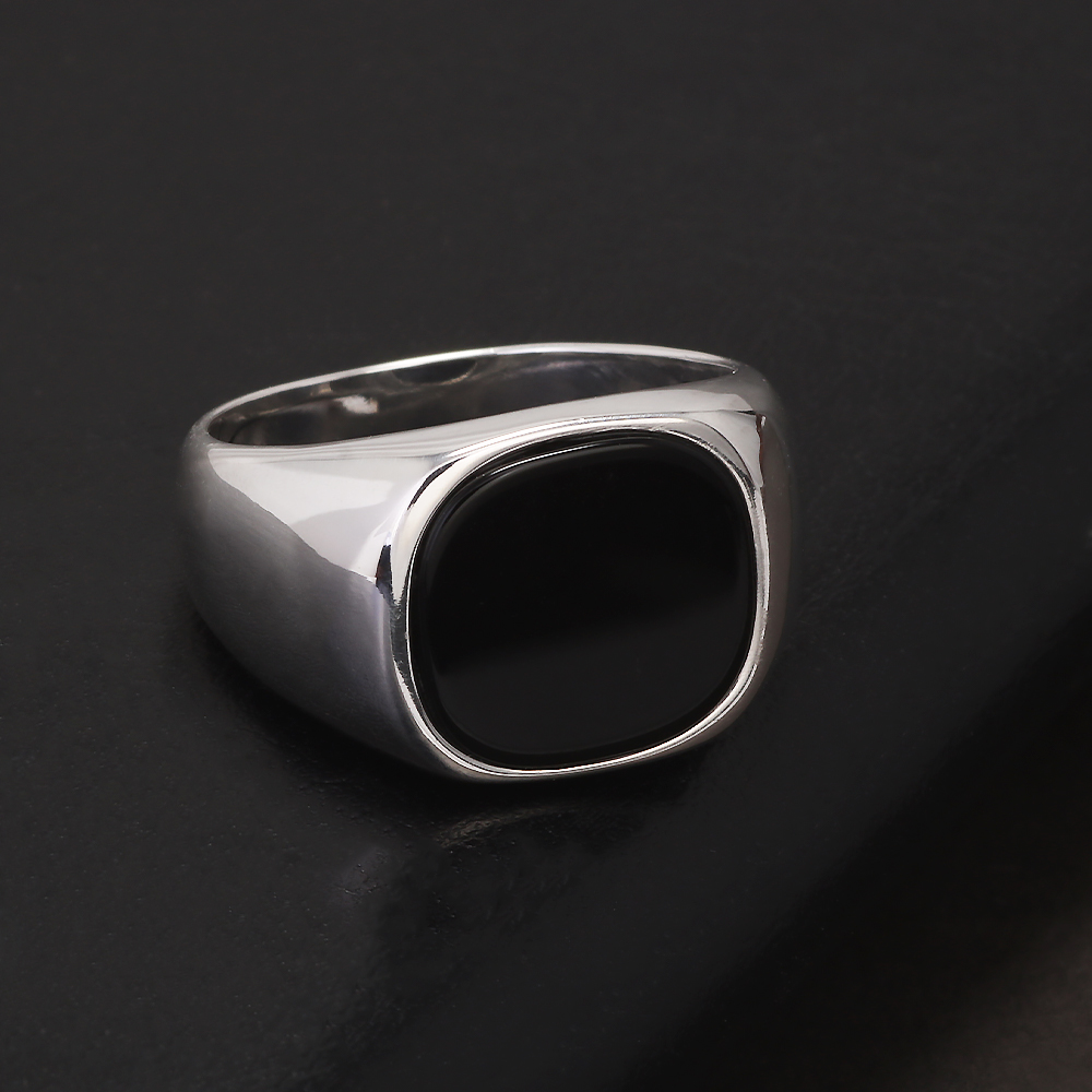 S925 Sterling Silver Black Ony - Signet Ring Men review and price