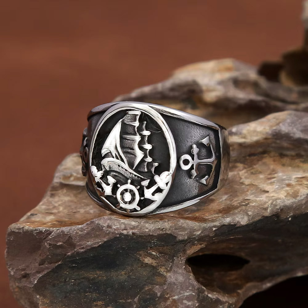 Vintage Nautical Nordic Sailbo - Signet Ring Men review and price
