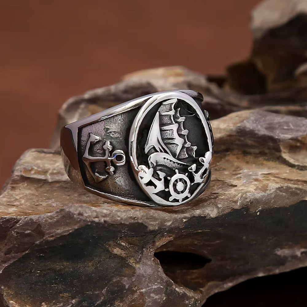 Vintage Nautical Nordic Sailbo - Signet Ring Men review and price