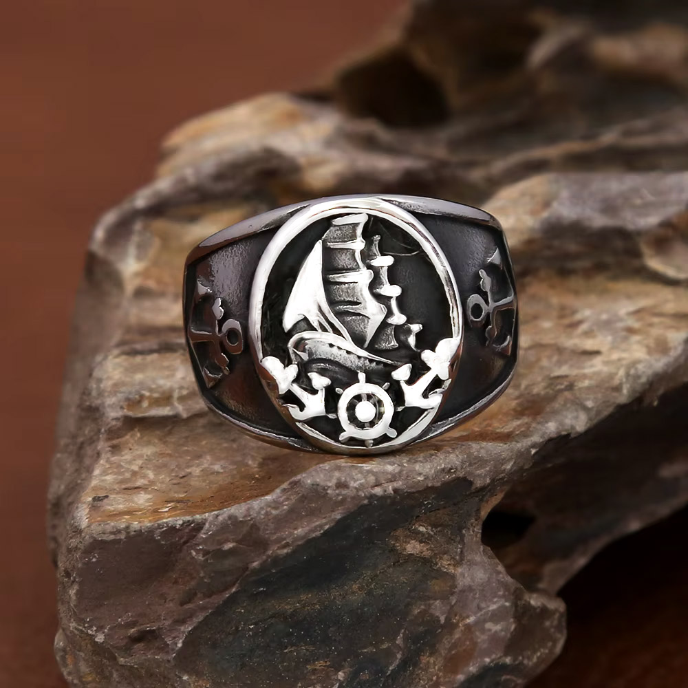 Vintage Nautical Nordic Sailbo - Signet Ring Men review and price