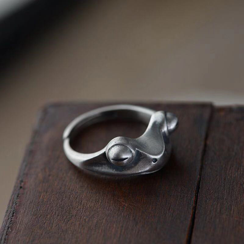 Retro Distressed Frog Ring For - Men Accessories Drawing review and price