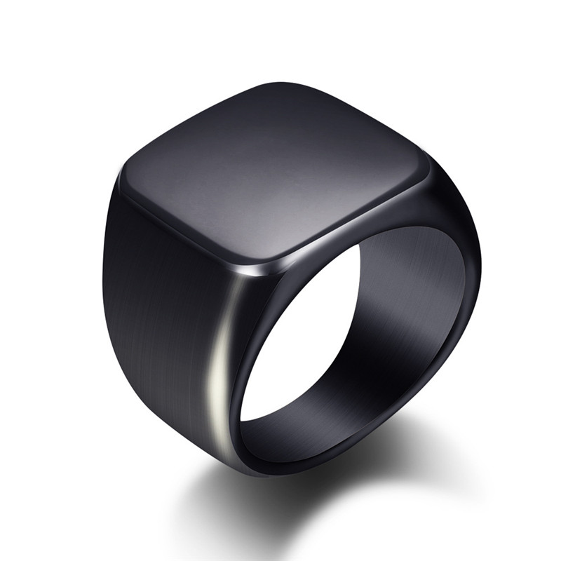 Fashion Men Black Smooth Stain - Signet Ring Men review and price