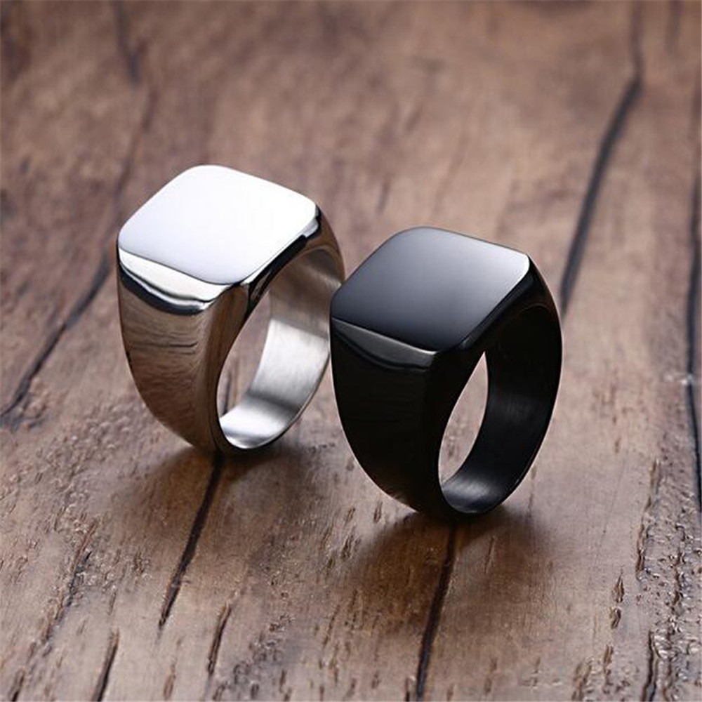 Fashion Men Black Smooth Stain - Signet Ring Men review and price
