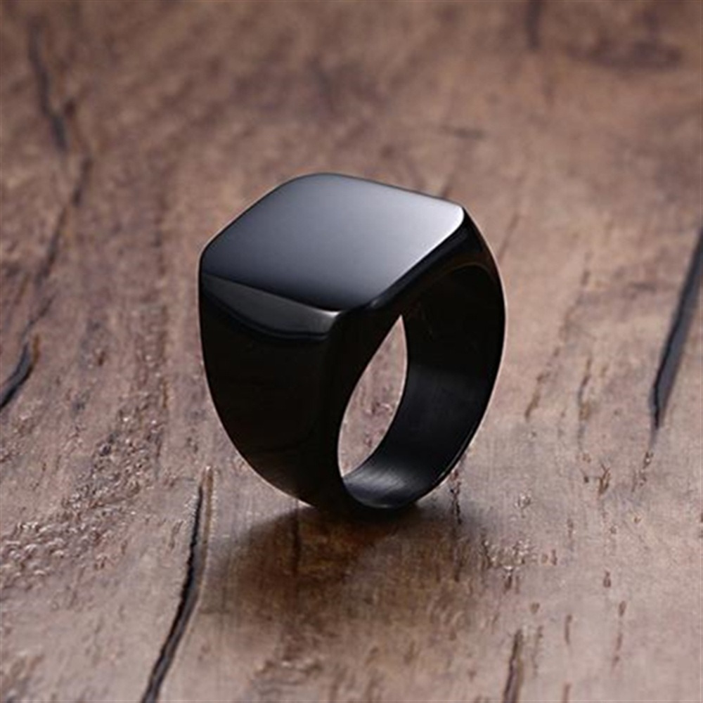 Fashion Men Black Smooth Stain - Signet Ring Men review and price